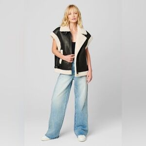 BLANKNYC Faux Leather Work It Sherpa Vest Black Womens size xs